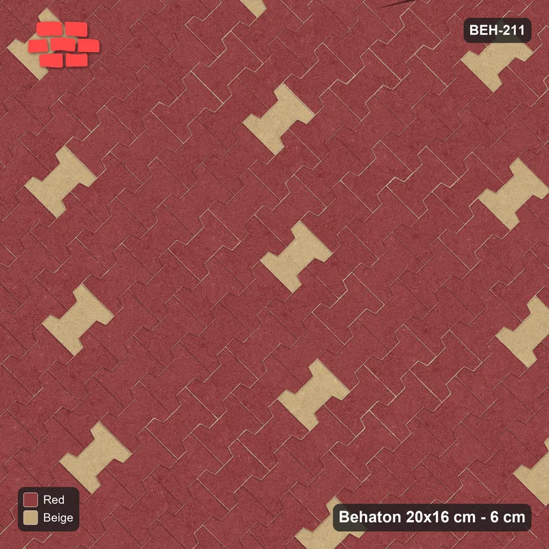 Interlock (Pasco) 20x16 cm · BEH-211 · Accent pavers on a regular grid, laid on the diagonal, kerb frame · Top view Interlock (Pasco) 20x16 cm · BEH-211 · Accent pavers on a regular grid, laid on the diagonal, kerb frame · Top view