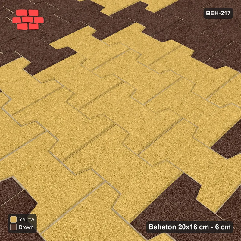 Interlock (Pasco) 20x16 cm · BEH-217 · Large-square checker, 60 cm squares, kerb frame · Side view Interlock (Pasco) 20x16 cm · BEH-217 · Large-square checker, 60 cm squares, kerb frame · Side view