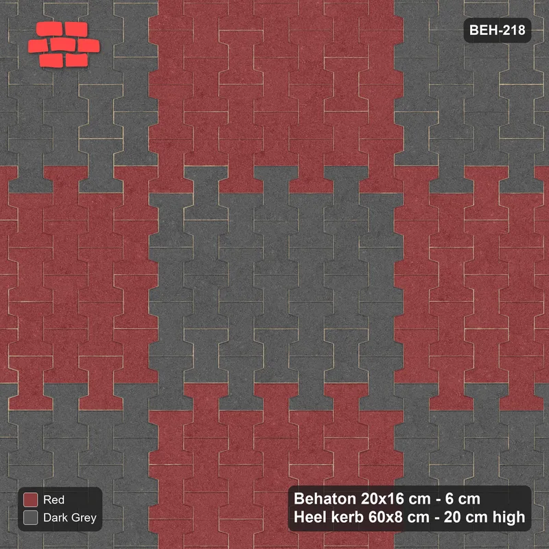 Interlock (Pasco) 20x16 cm · BEH-218 · Large-square checker, 80 cm squares, turned 90 deg, kerb frame · Top view Interlock (Pasco) 20x16 cm · BEH-218 · Large-square checker, 80 cm squares, turned 90 deg, kerb frame · Top view