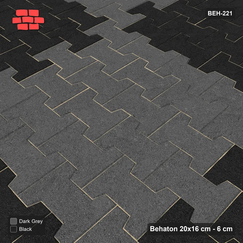 Interlock (Pasco) 20x16 cm · BEH-221 · Large-square checker, 80 cm squares, kerb frame · Side view Interlock (Pasco) 20x16 cm · BEH-221 · Large-square checker, 80 cm squares, kerb frame · Side view