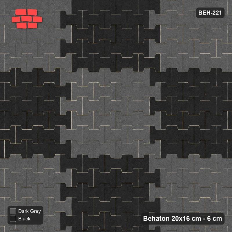 Interlock (Pasco) 20x16 cm · BEH-221 · Large-square checker, 80 cm squares, kerb frame · Top view Interlock (Pasco) 20x16 cm · BEH-221 · Large-square checker, 80 cm squares, kerb frame · Top view