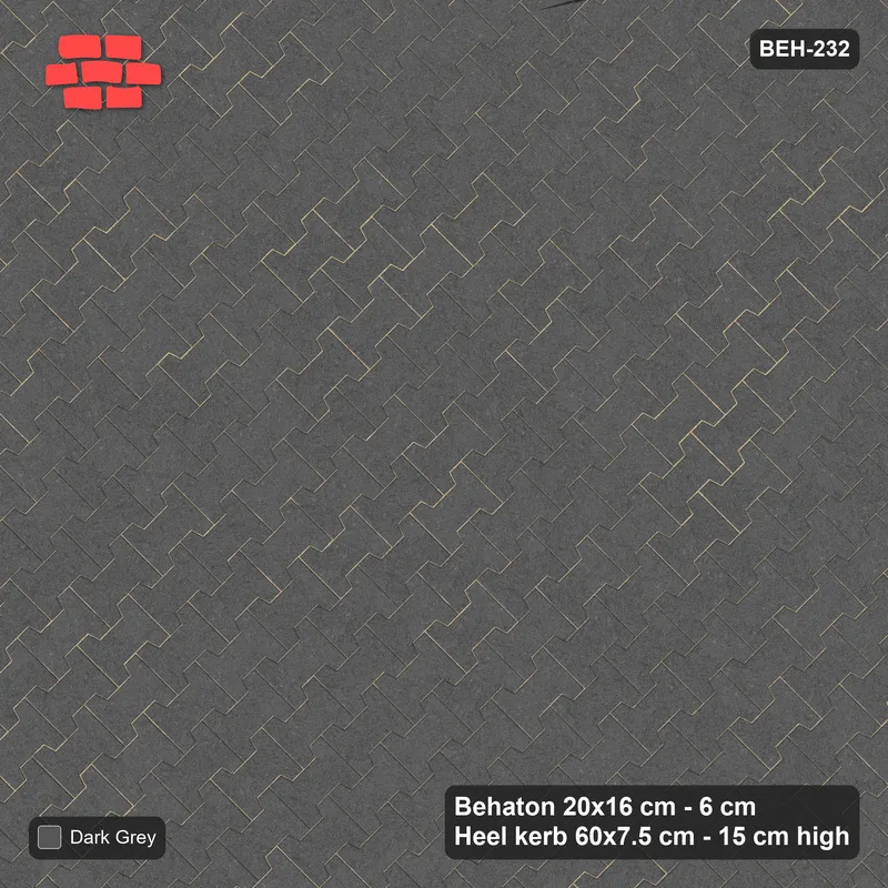 Interlock (Pasco) 20x16 cm · BEH-232 · Plain running-bond interlock, laid on the diagonal, kerb frame · Top view Interlock (Pasco) 20x16 cm · BEH-232 · Plain running-bond interlock, laid on the diagonal, kerb frame · Top view
