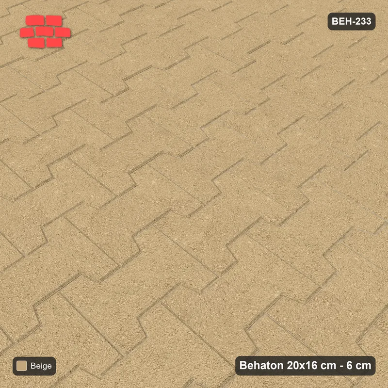 Interlock (Pasco) 20x16 cm · BEH-233 · Plain running-bond interlock, turned 90 deg, kerb frame · Side view Interlock (Pasco) 20x16 cm · BEH-233 · Plain running-bond interlock, turned 90 deg, kerb frame · Side view