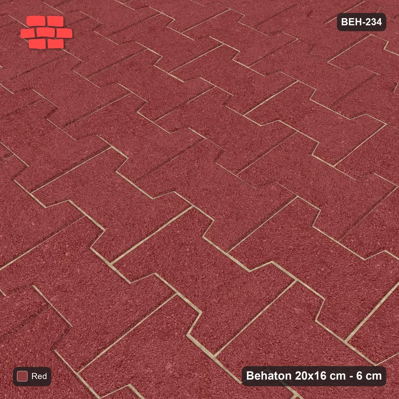 Interlock (Pasco) 20x16 cm · BEH-234 · Plain running-bond interlock, kerb frame · Side view Interlock (Pasco) 20x16 cm · BEH-234 · Plain running-bond interlock, kerb frame · Side view