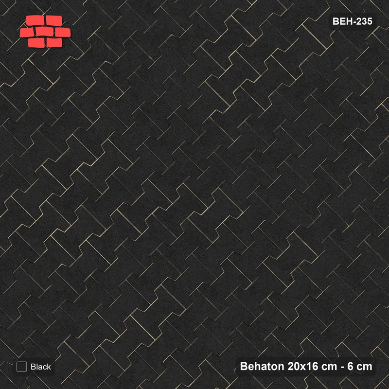 Interlock (Pasco) 20x16 cm · BEH-235 · Plain running-bond interlock, laid on the diagonal, kerb frame · Top view Interlock (Pasco) 20x16 cm · BEH-235 · Plain running-bond interlock, laid on the diagonal, kerb frame · Top view