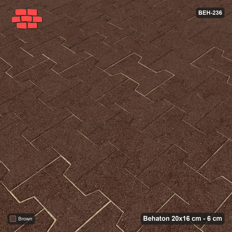Interlock (Pasco) 20x16 cm · BEH-236 · Plain running-bond interlock, kerb frame · Side view Interlock (Pasco) 20x16 cm · BEH-236 · Plain running-bond interlock, kerb frame · Side view
