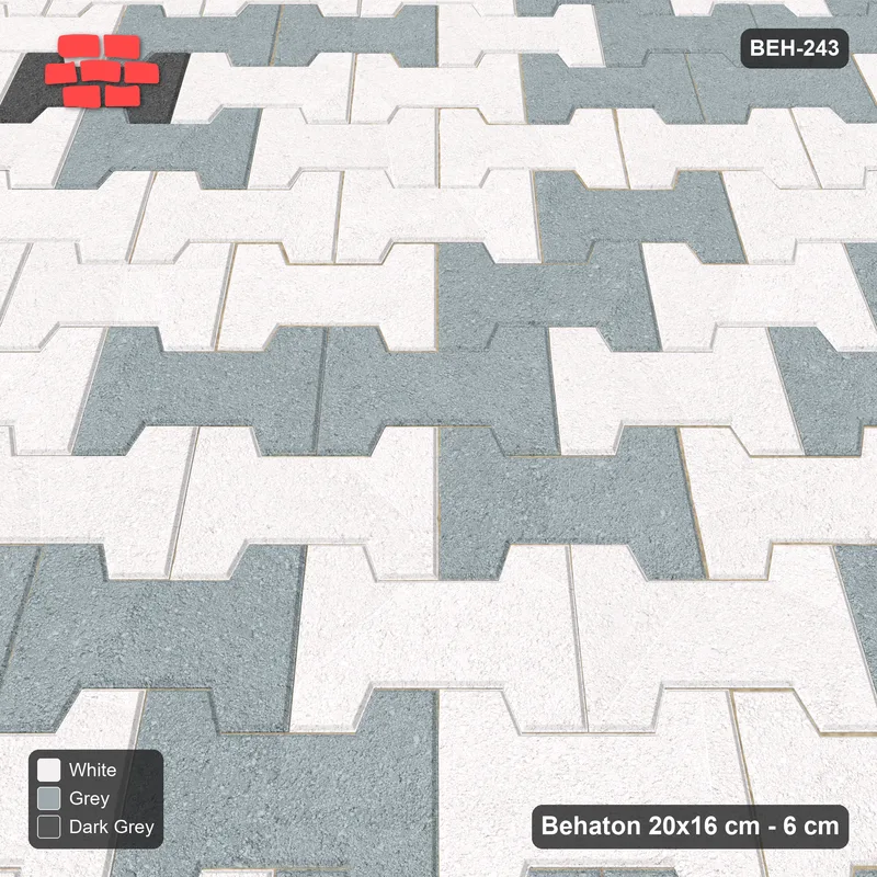 Interlock (Pasco) 20x16 cm · BEH-243 · Soft tonal blend, laid on the diagonal · Side view Interlock (Pasco) 20x16 cm · BEH-243 · Soft tonal blend, laid on the diagonal · Side view