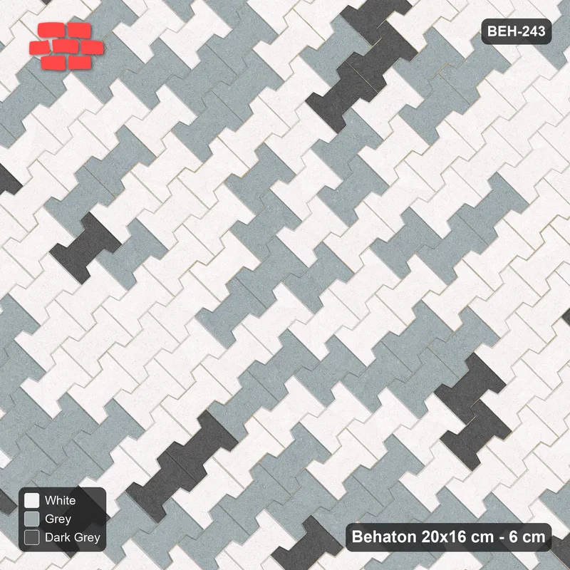 Interlock (Pasco) 20x16 cm · BEH-243 · Soft tonal blend, laid on the diagonal · Top view Interlock (Pasco) 20x16 cm · BEH-243 · Soft tonal blend, laid on the diagonal · Top view