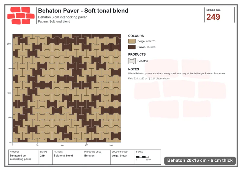 Interlock (Pasco) 20x16 cm · BEH-249 · Soft tonal blend · Laying plan