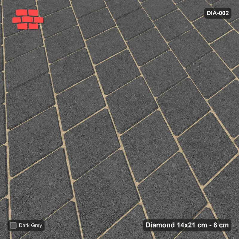 Interlock (Pasco) 14x21 cm · DIA-002 · Native Interlock 60 deg - solid tone, kerb frame · Side view