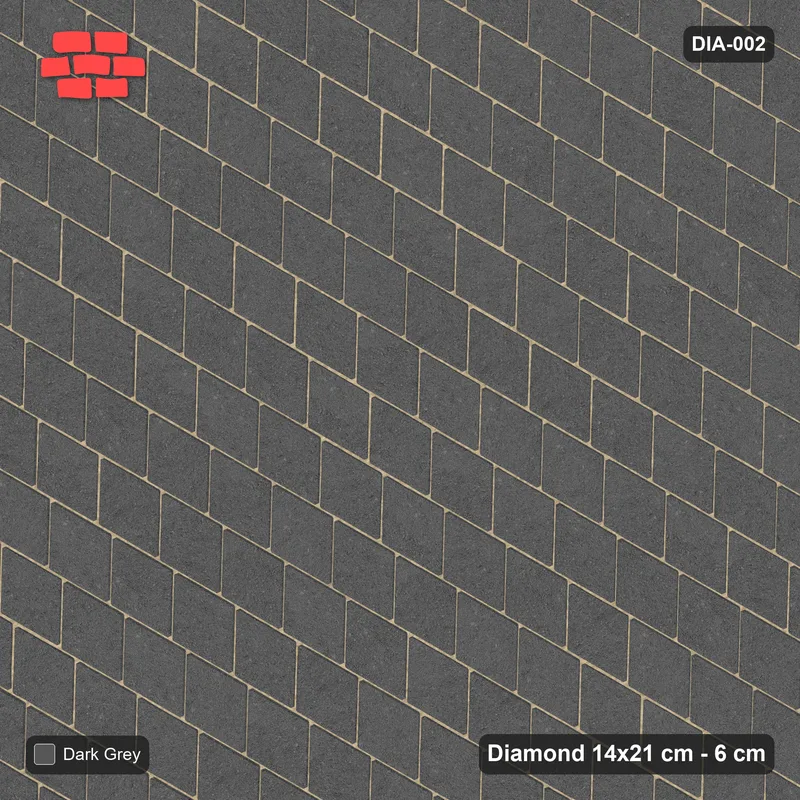 Interlock (Pasco) 14x21 cm · DIA-002 · Native Interlock 60 deg - solid tone, kerb frame · Top view