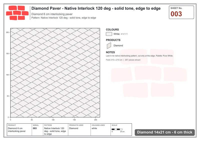 Interlock (Pasco) 14x21 cm · DIA-003 · Native Interlock 120 deg - solid tone, edge to edge · Laying plan