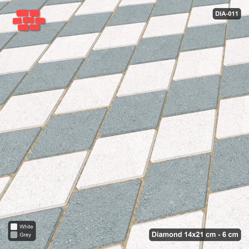 Interlock (Pasco) 14x21 cm · DIA-011 · Native Interlock 30 deg - unit checker, kerb frame · Side view