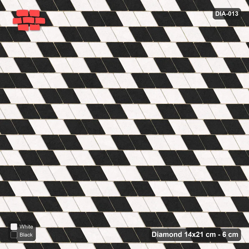 Interlock (Pasco) 14x21 cm · DIA-013 · Native Interlock 90 deg - diagonal lattice bands, kerb frame · Top view