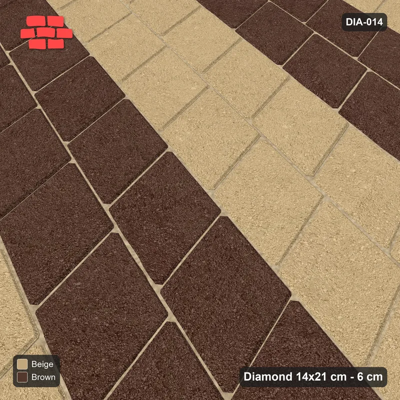 Interlock (Pasco) 14x21 cm · DIA-014 · Native Interlock 75 deg - double-row stripes along the lattice, kerb frame · Side view