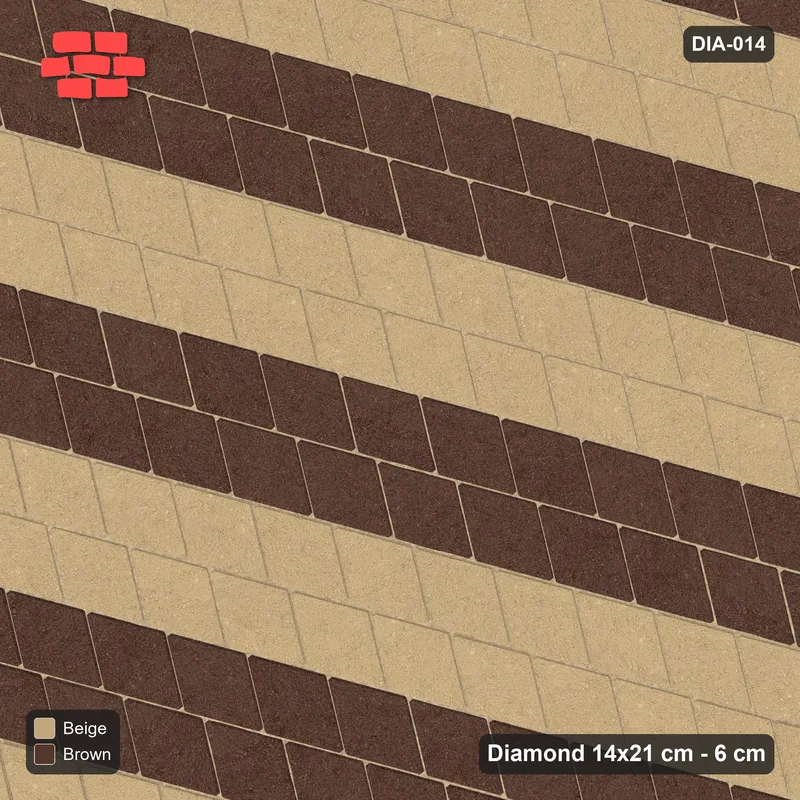 Interlock (Pasco) 14x21 cm · DIA-014 · Native Interlock 75 deg - double-row stripes along the lattice, kerb frame · Top view