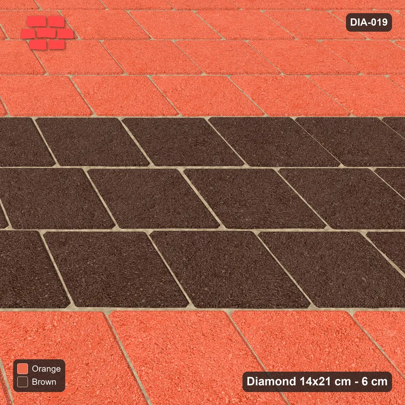 Interlock (Pasco) 14x21 cm · DIA-019 · Native Interlock 135 deg - cross-lattice feature band, kerb frame · Side view