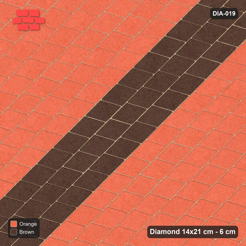 Interlock (Pasco) 14x21 cm · DIA-019 · Native Interlock 135 deg - cross-lattice feature band, kerb frame · Top view