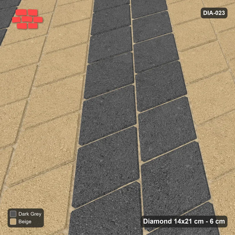 Interlock (Pasco) 14x21 cm · DIA-023 · Native Interlock 45 deg - double-row stripes along the lattice, kerb frame · Side view