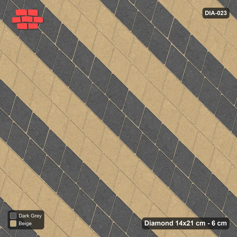 Interlock (Pasco) 14x21 cm · DIA-023 · Native Interlock 45 deg - double-row stripes along the lattice, kerb frame · Top view