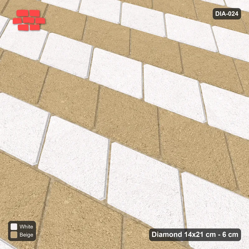Interlock (Pasco) 14x21 cm · DIA-024 · Native Interlock 105 deg - single-row stripes along the lattice, kerb frame · Side view