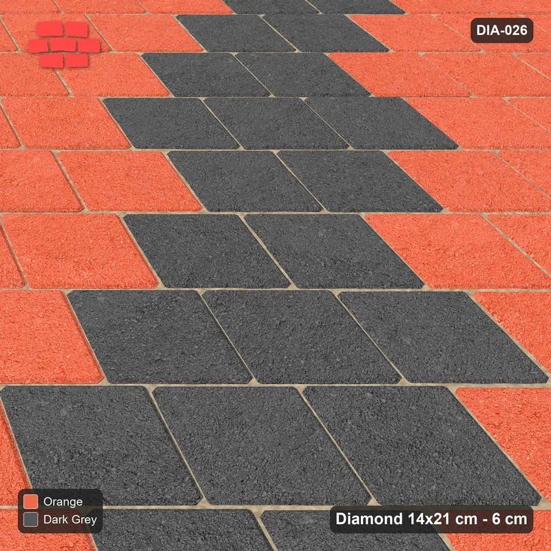 Interlock (Pasco) 14x21 cm · DIA-026 · Native Interlock 135 deg - diagonal feature band, kerb frame · Side view