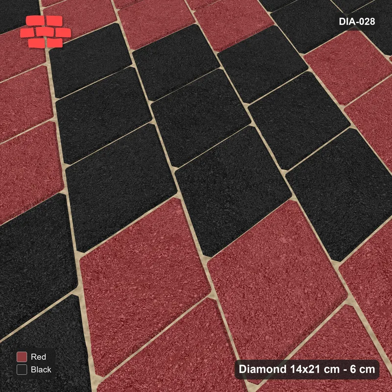 Interlock (Pasco) 14x21 cm · DIA-028 · Native Interlock 60 deg - 3x3 block checker, kerb frame · Side view