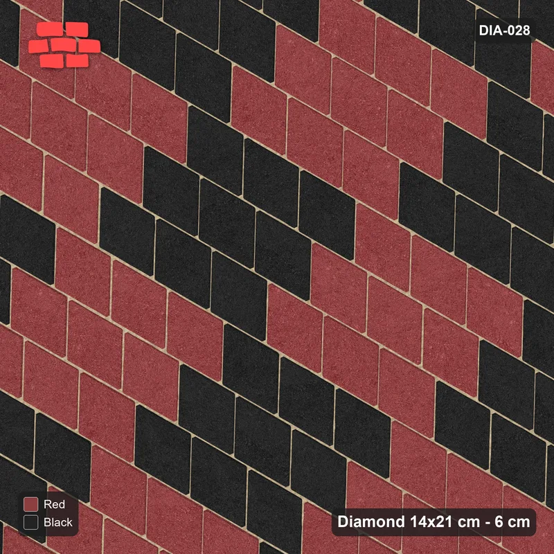 Interlock (Pasco) 14x21 cm · DIA-028 · Native Interlock 60 deg - 3x3 block checker, kerb frame · Top view