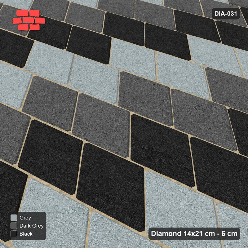 Interlock (Pasco) 14x21 cm · DIA-031 · Native Interlock 105 deg - diagonal lattice bands, kerb frame · Side view