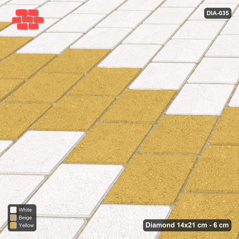 Interlock (Pasco) 14x21 cm · DIA-035 · Native Interlock 15 deg - diagonal feature band, kerb frame · Side view