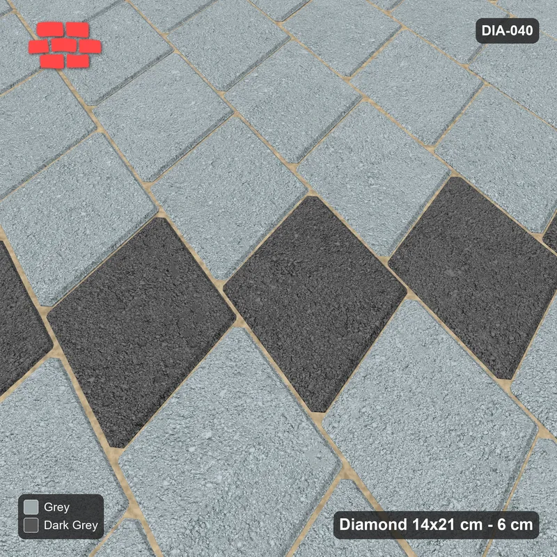 Interlock (Pasco) 14x21 cm · DIA-040 · Native Interlock 75 deg - accent course every fifth file, kerb frame · Side view
