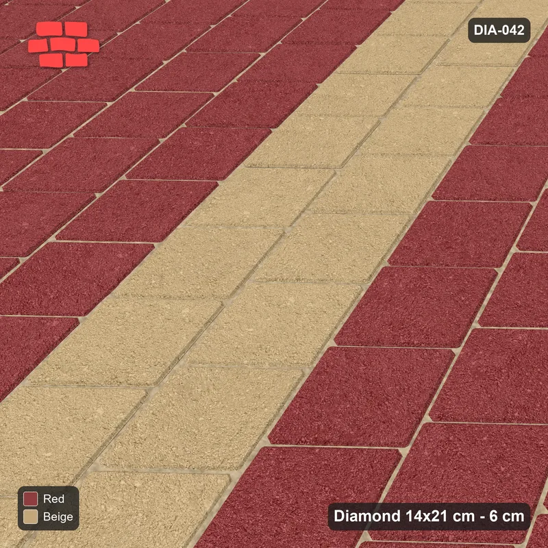 Interlock (Pasco) 14x21 cm · DIA-042 · Native Interlock 15 deg - cross-lattice feature band, kerb frame · Side view