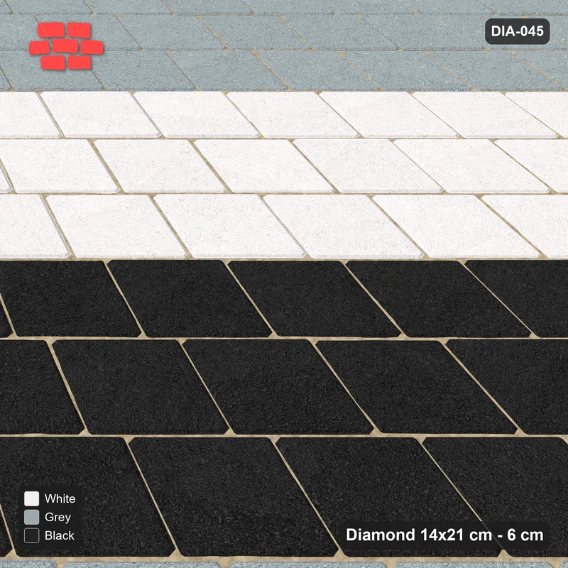 Interlock (Pasco) 14x21 cm · DIA-045 · Native Interlock 135 deg - vertical colour bands, kerb frame · Side view