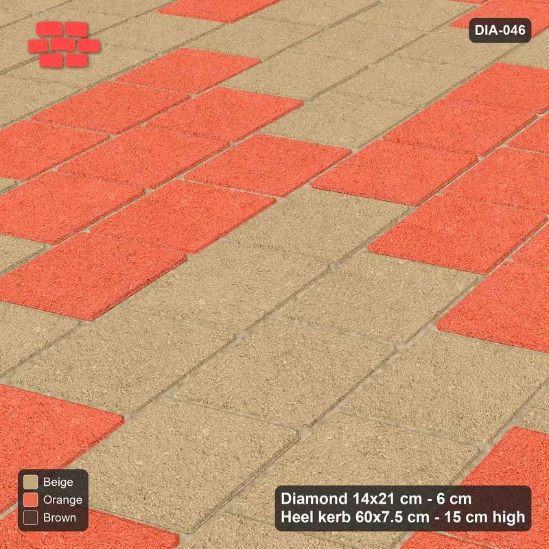 Interlock (Pasco) 14x21 cm · DIA-046 · Native Interlock 0 deg - 3x3 block checker, kerb frame · Side view