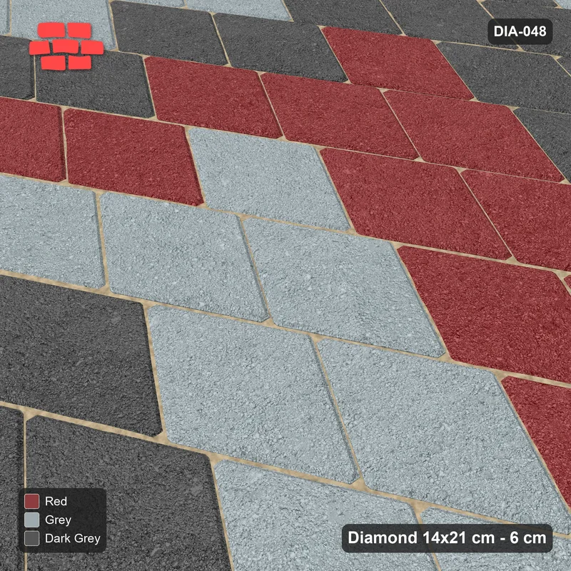 Interlock (Pasco) 14x21 cm · DIA-048 · Native Interlock 120 deg - chevron zigzag bands, kerb frame · Side view