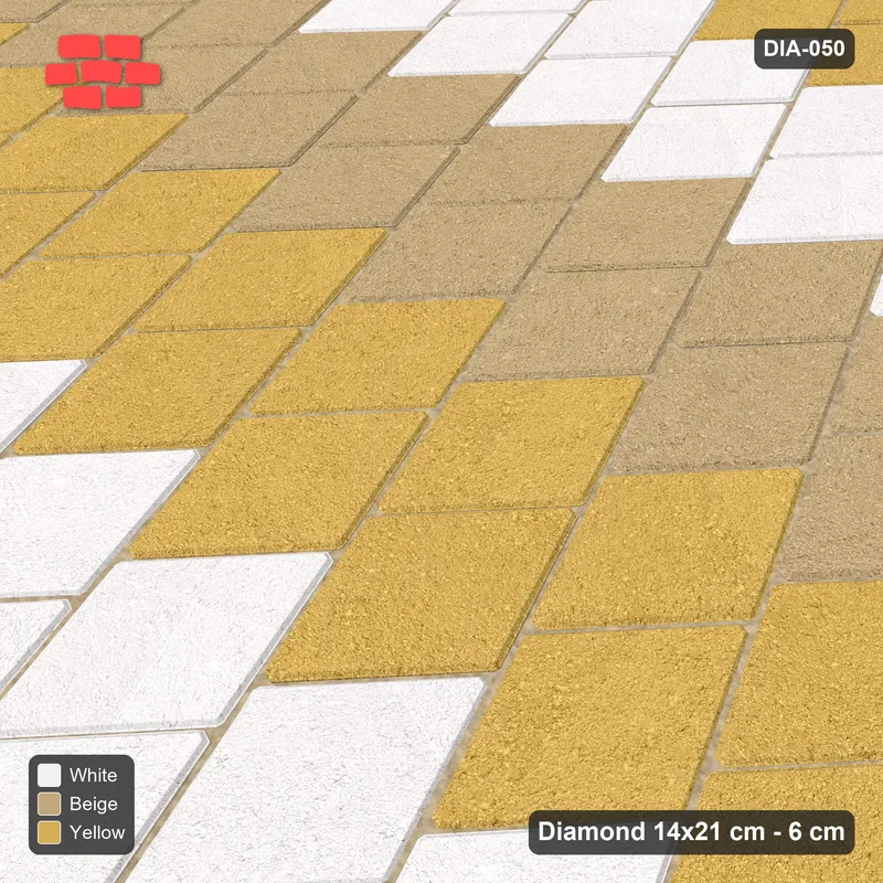 Interlock (Pasco) 14x21 cm · DIA-050 · Native Interlock 20 deg - double-file stripes across the lattice, kerb frame · Side view