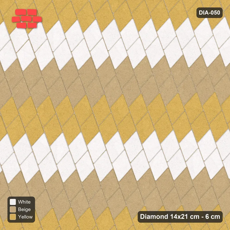 Interlock (Pasco) 14x21 cm · DIA-050 · Native Interlock 20 deg - double-file stripes across the lattice, kerb frame · Top view
