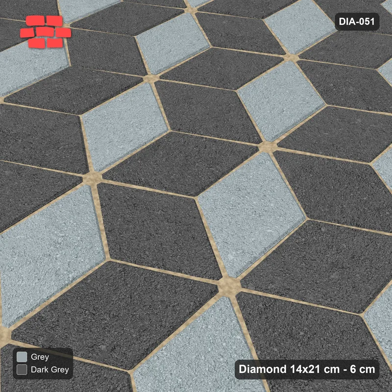 Interlock (Pasco) 14x21 cm · DIA-051 · Tumbling cubes, 3-tone 0 deg - edge to edge · Side view