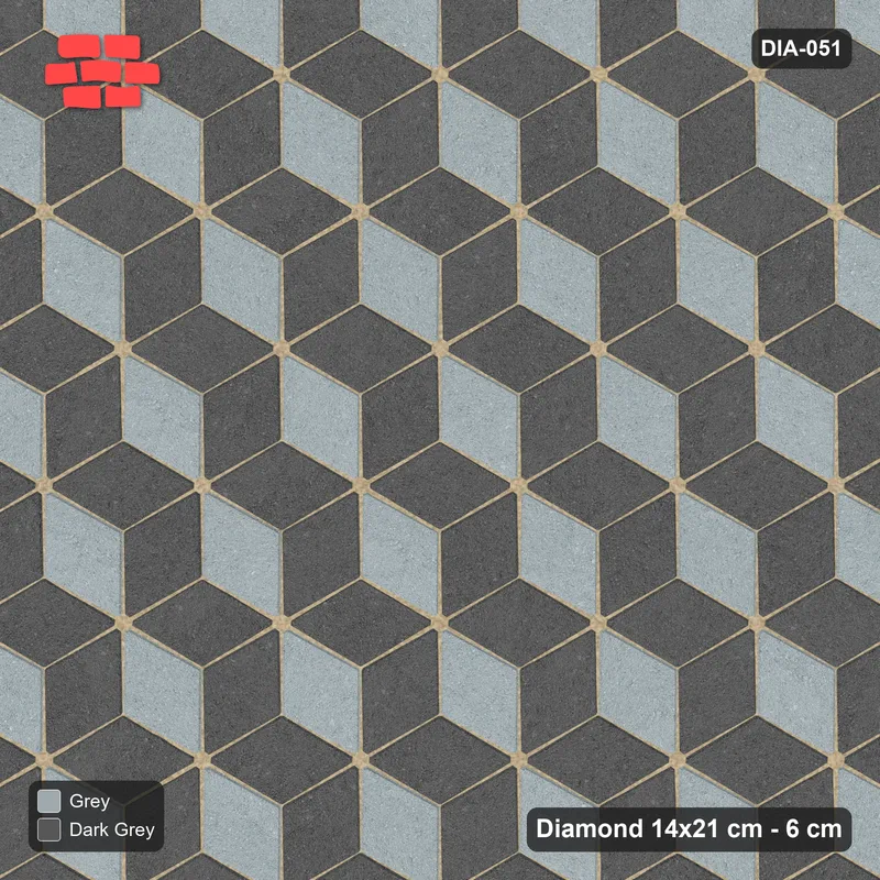 Interlock (Pasco) 14x21 cm · DIA-051 · Tumbling cubes, 3-tone 0 deg - edge to edge · Top view