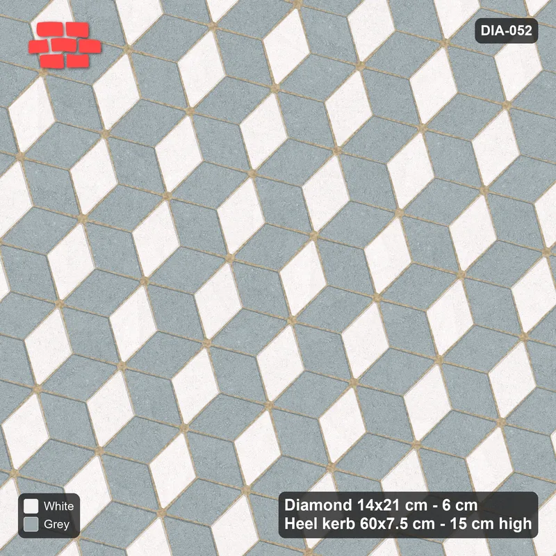 Interlock (Pasco) 14x21 cm · DIA-052 · Tumbling cubes, 3-tone 75 deg - kerb frame · Top view