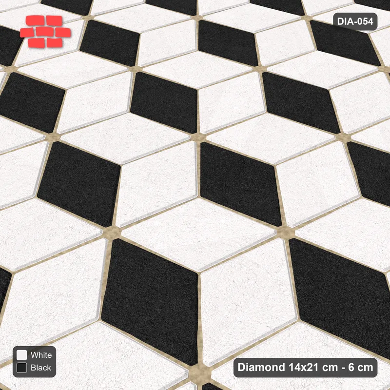 Interlock (Pasco) 14x21 cm · DIA-054 · Tumbling cubes, 3-tone 45 deg - edge to edge · Side view