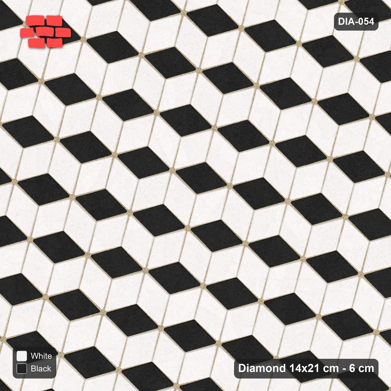 Interlock (Pasco) 14x21 cm · DIA-054 · Tumbling cubes, 3-tone 45 deg - edge to edge · Top view