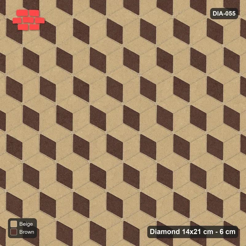 Interlock (Pasco) 14x21 cm · DIA-055 · Tumbling cubes, 3-tone 120 deg - edge to edge · Top view