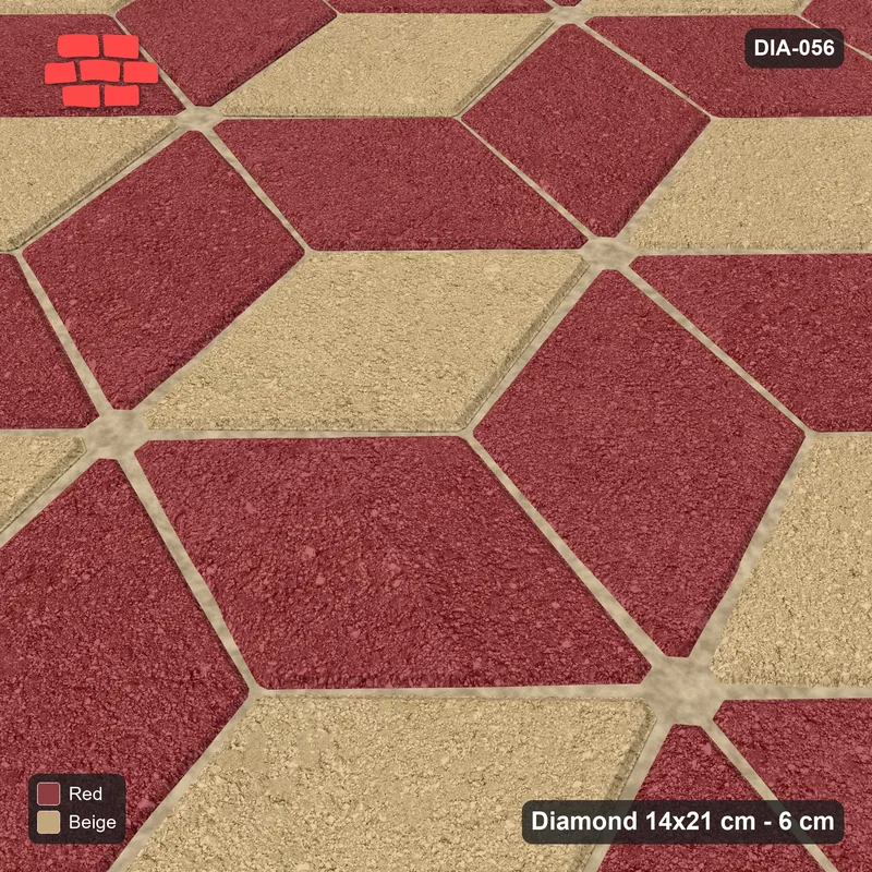 Interlock (Pasco) 14x21 cm · DIA-056 · Tumbling cubes, 3-tone 15 deg - kerb frame · Side view