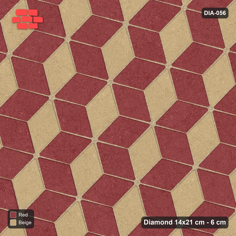 Interlock (Pasco) 14x21 cm · DIA-056 · Tumbling cubes, 3-tone 15 deg - kerb frame · Top view