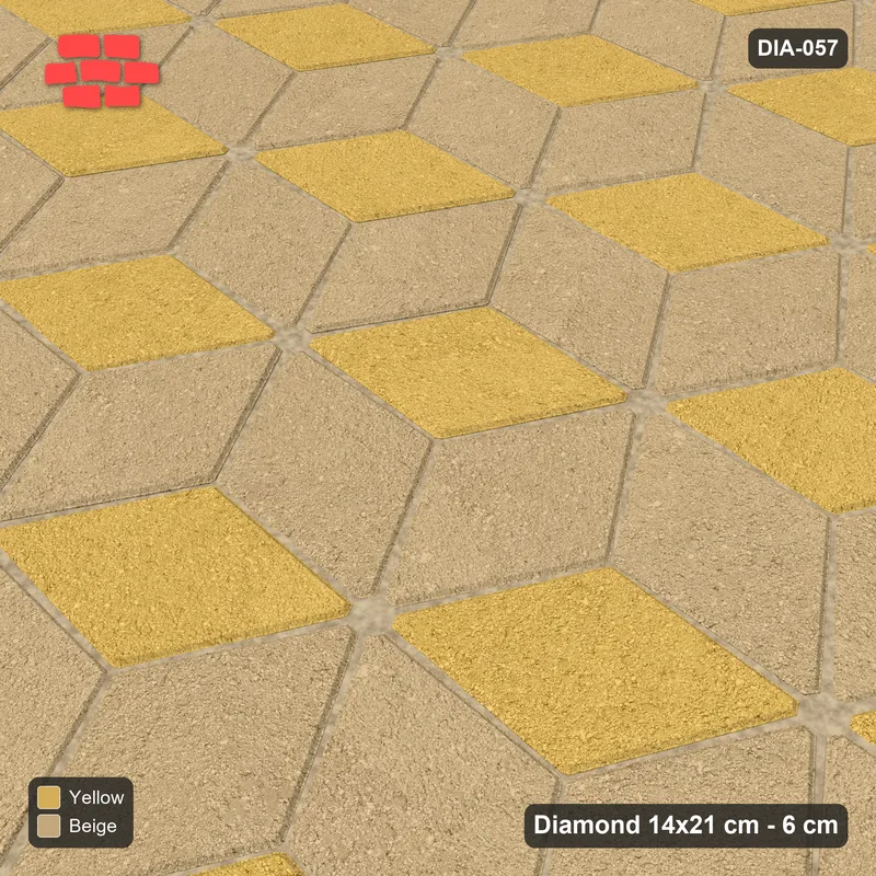 Interlock (Pasco) 14x21 cm · DIA-057 · Tumbling cubes, 3-tone 90 deg - kerb frame · Side view