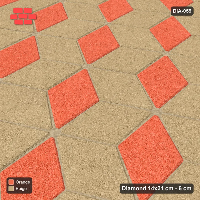 Interlock (Pasco) 14x21 cm · DIA-059 · Tumbling cubes, 3-tone 60 deg - edge to edge · Side view