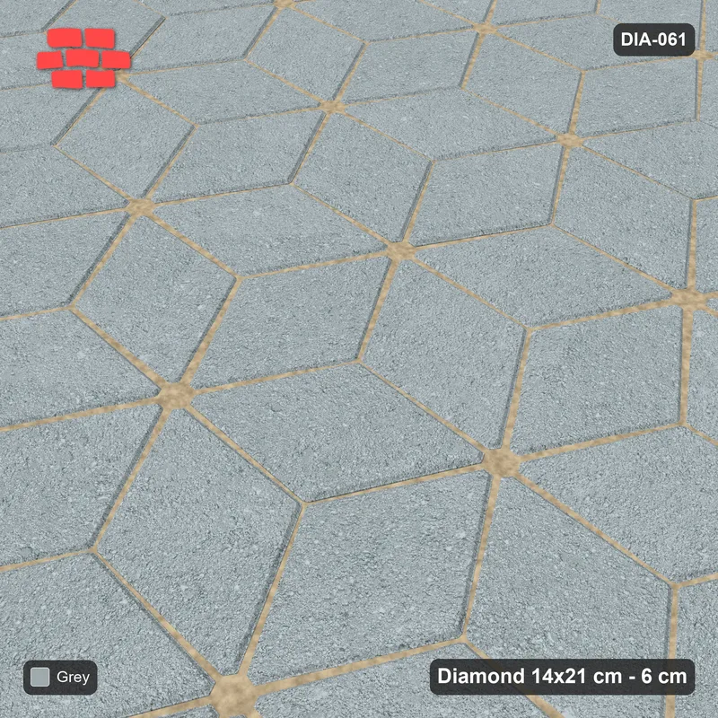 Interlock (Pasco) 14x21 cm · DIA-061 · Single-tone rhombus lattice 30 deg - edge to edge · Side view