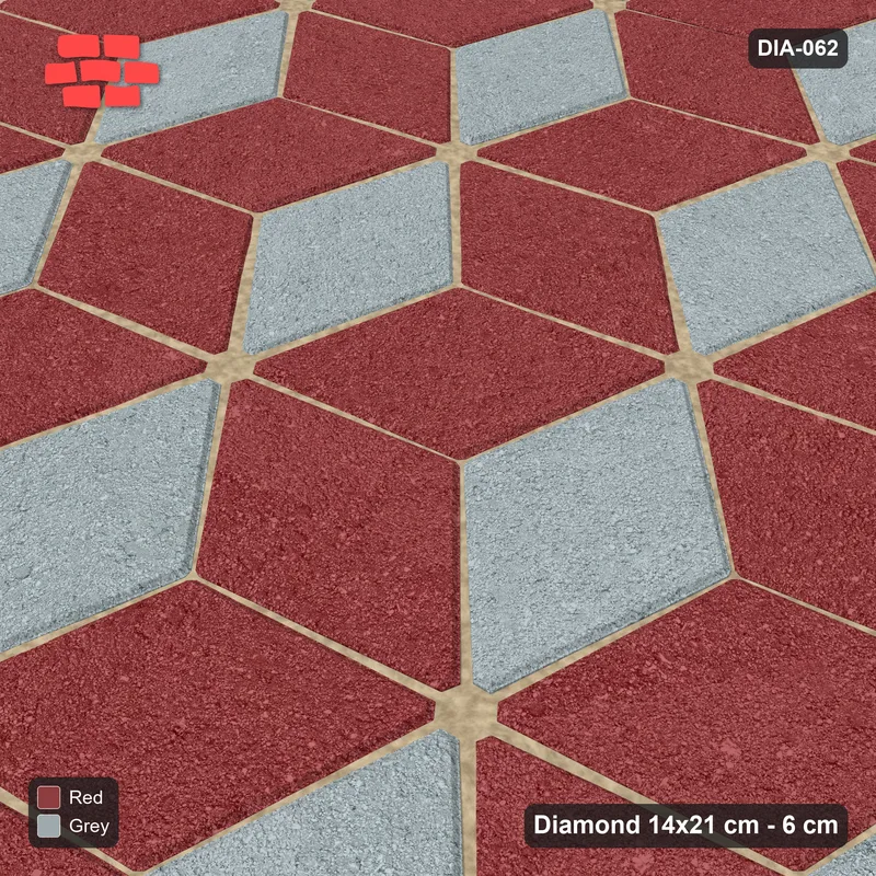 Interlock (Pasco) 14x21 cm · DIA-062 · Tumbling cubes, 3-tone 105 deg - kerb frame · Side view