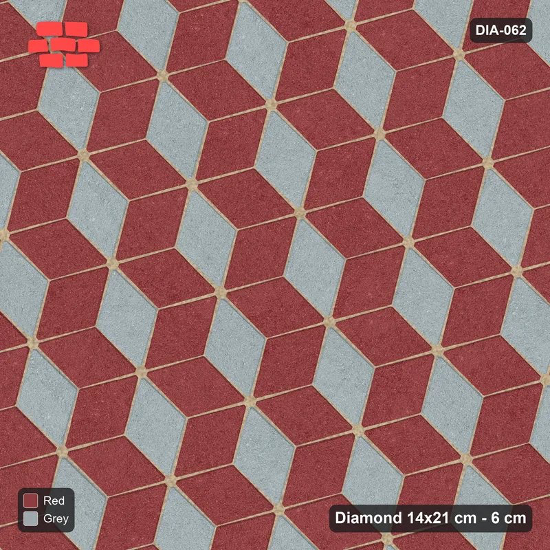 Interlock (Pasco) 14x21 cm · DIA-062 · Tumbling cubes, 3-tone 105 deg - kerb frame · Top view